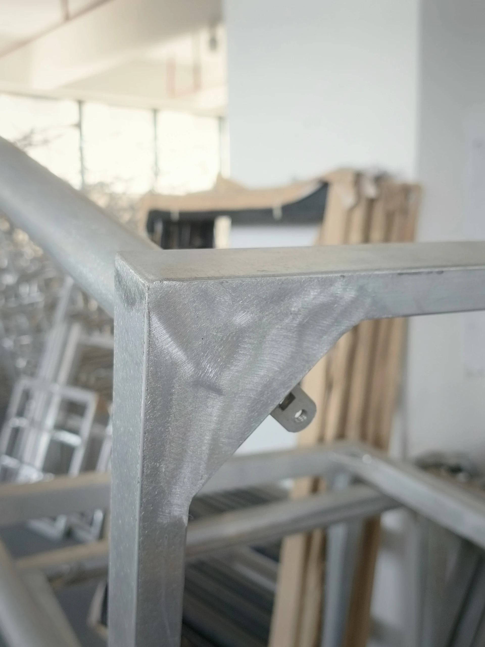 A reinforced frame corner and mounting tab before finishing.