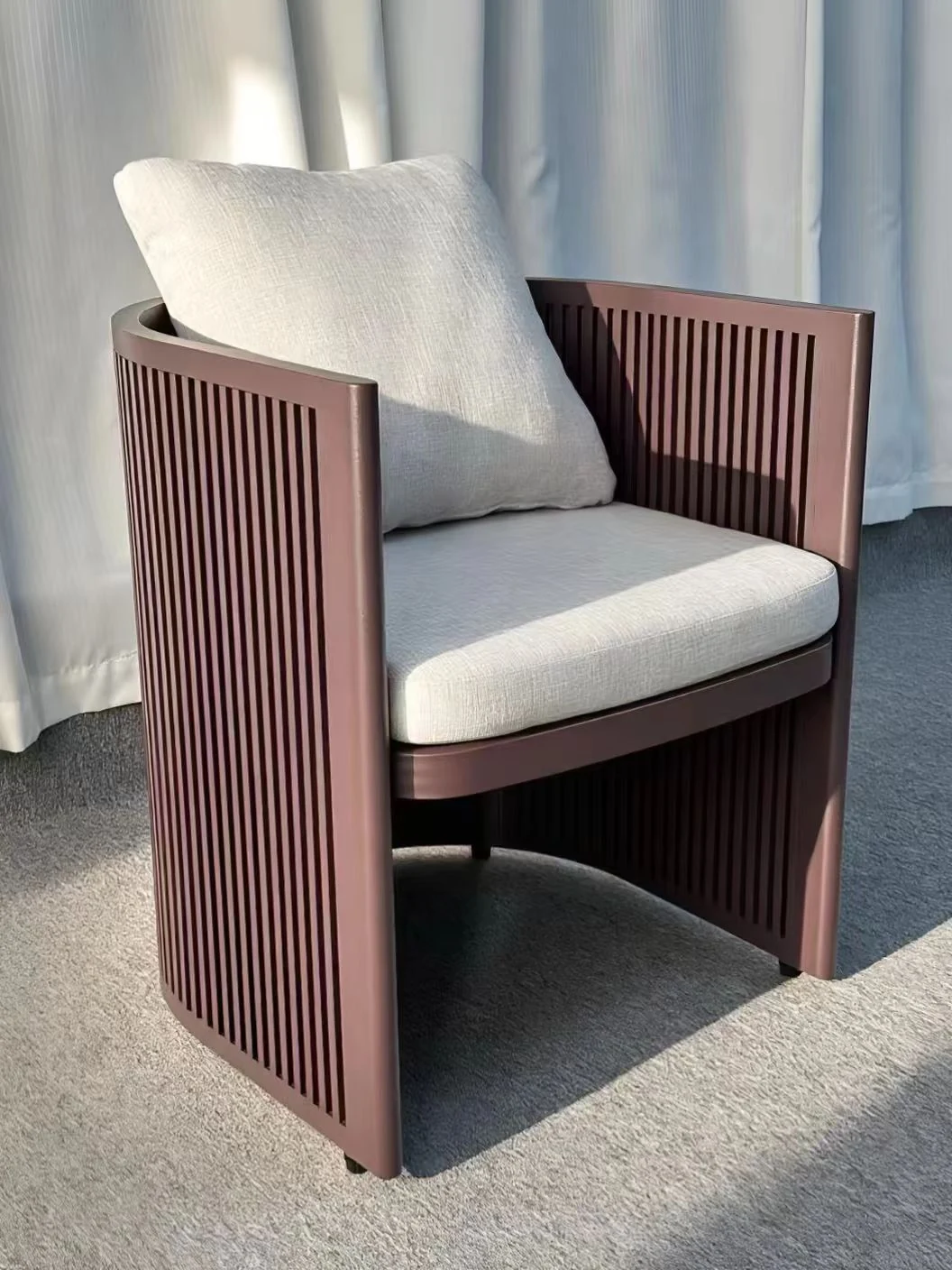 Seat and back cushions on a finished chair.